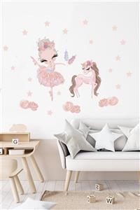 Kt Grup Balerin Ve Unicorn Duvar Sticker Seti