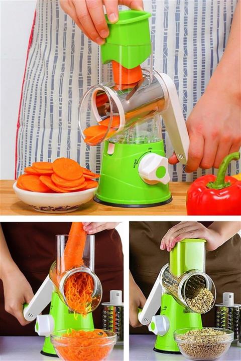 YAKUT Pratik Kollu 3 Çelik Başlıklı Doğrayıcı Ve Dilimleyici Rende Sebze Kesme Rendesi Mutfak Robotu