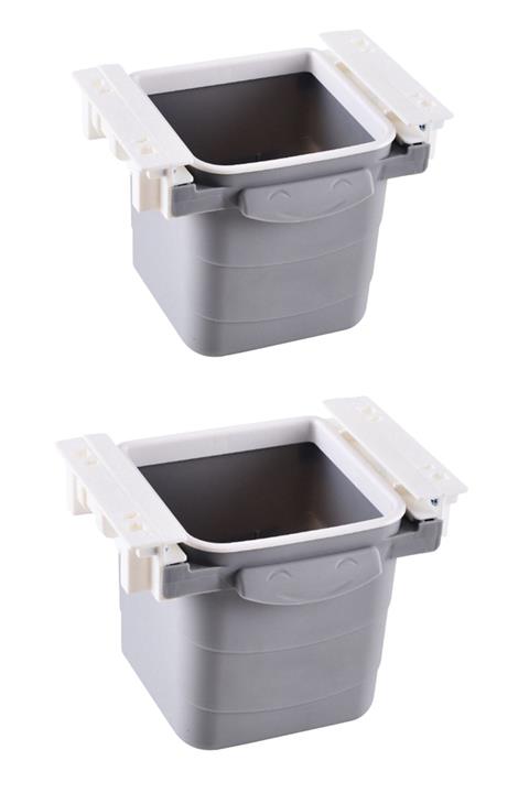 Buffer 2 Adet Masa Çöp Kovası Plastik Tezgah Altı Geri Çekilebilir Yapışkanlı Görünmez Bölme Pratik