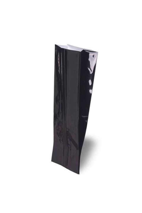 onlinepoşet Siyah Yandan Körüklü Alüminyum Torba 100 Adet - 7,5x20 Cm