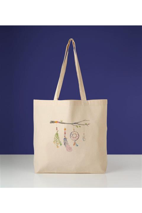 Bez Çanta Burada Alışveriş Çantası Gabardin Dream Catchers 6