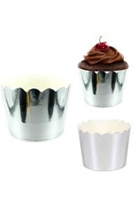 PartiVar Metalize Gümüş Cupcake Muffin Kapsülü 12'li