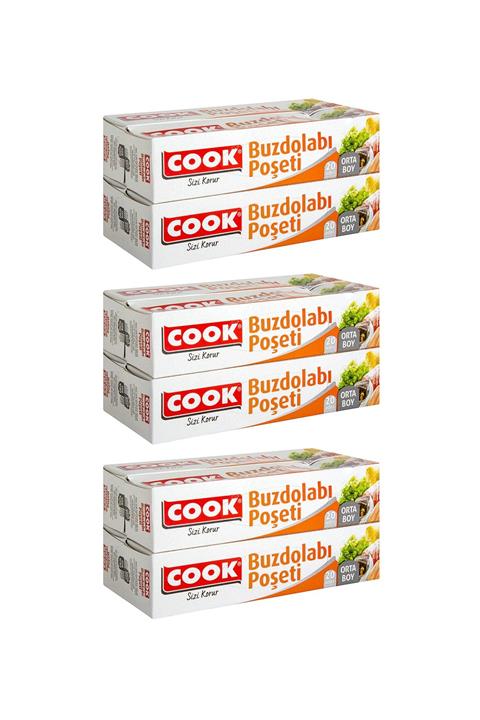 COOK Buzdolabı Poşeti Orta Boy 20'li 4 Al 3 Öde X 3 Adet