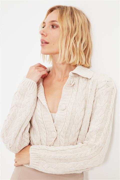 TRENDYOLMİLLA Taş Polo Yaka Triko Hırka TWOAW22HI0448