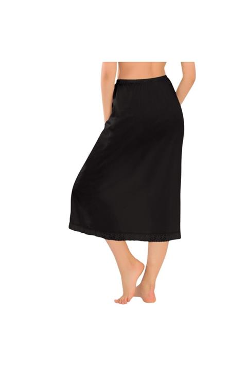aydın underwear Kadın Siyah Saten Uzun Jupon