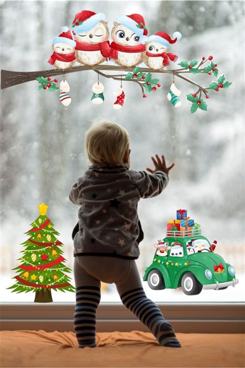 Koala Mood Yılbaşı Baykuş Noel Baba Yılbaşı Sticker Seti