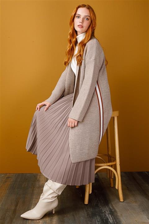 Ghisa Triko Simli Hırka Vizon