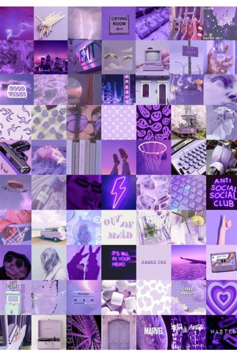 EFBUTİK Lila Aesthetic 70'li Poster Duvar Kağıdı Seti