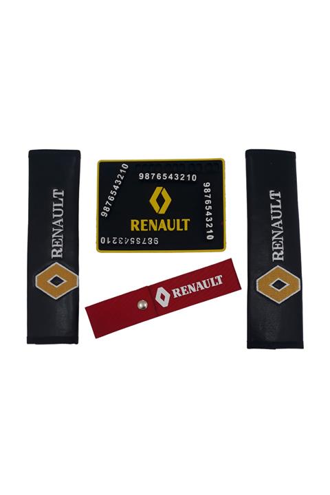 TUSBA MARKET Renault 2'li Nakışlı Deri Emniyet Kemer Kılıfı / Kaydırmz Ped / Tampon Çeki Ipi