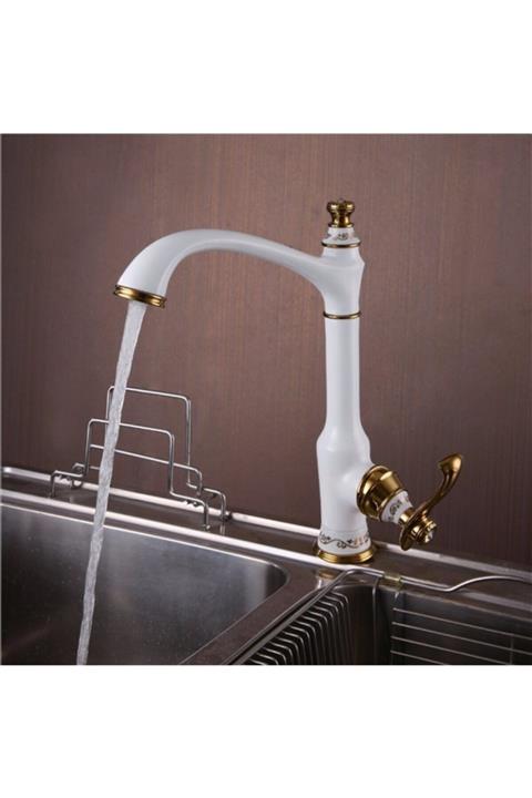 OEM Mutfak Banyo Lavabo Bataryası Beyaz Gold Yeni Model 5 Yıl Garantili