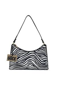 Güce Siyah Beyaz Küçük Zebra Desenli Baget Baguette El Ve Omuz Çantası Gc0090zebra