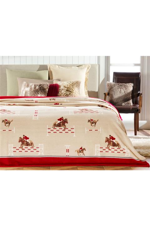 Madame Coco Algernon Tek Kişilik Welsoft Baskılı Battaniye - Bej