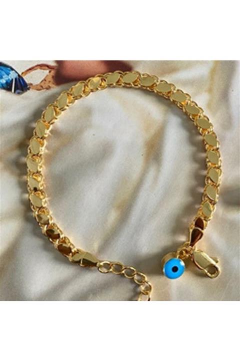barış gold altın kaplama 22 Ayar Altın Kaplama Kadın Mavi Pullu Göz Künye