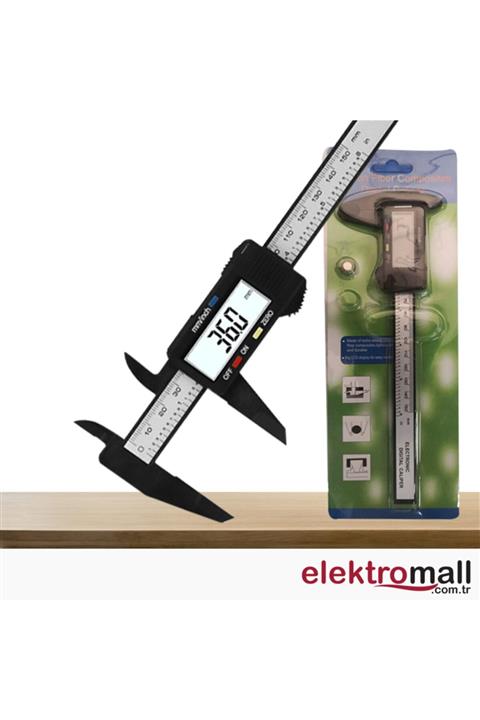 ELEKTROMALL Dijital Kumpas 150mm Karbon Fiber 2 Adet Pil Dahil