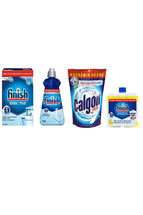 Finish Makine Parlatıcı Set(1,5 Kg Tuz+400ml Parlatıcı+500gr Calgon Toz+250ml Limon Temizleyici)