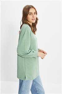 Trendyol Modest Mint Kapitoneli Örme Sweatshirt TCTAW22TW0020