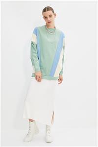 Trendyol Modest Mint Panelli Örme Sweatshirt TCTAW22TW0014