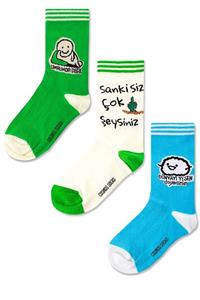 COSMOS SOCKS Socksarmy Siz Sanki Çok Şeysiniz, Umrumda Değil Yazılı 3 'lü Çorap Seti