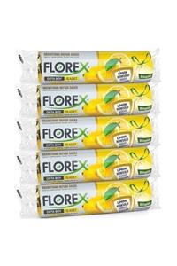 Florex Büzgülü Limon Kokulu Orta Boy Çöp Torbası 55x60 cm 5 Rulo