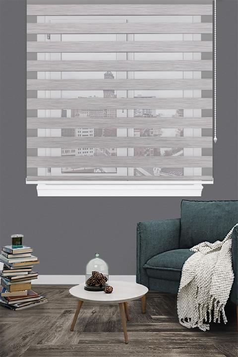 Kozastor Kırçıllı Gri Bambu Zebra Perde 125v07 Eteksiz