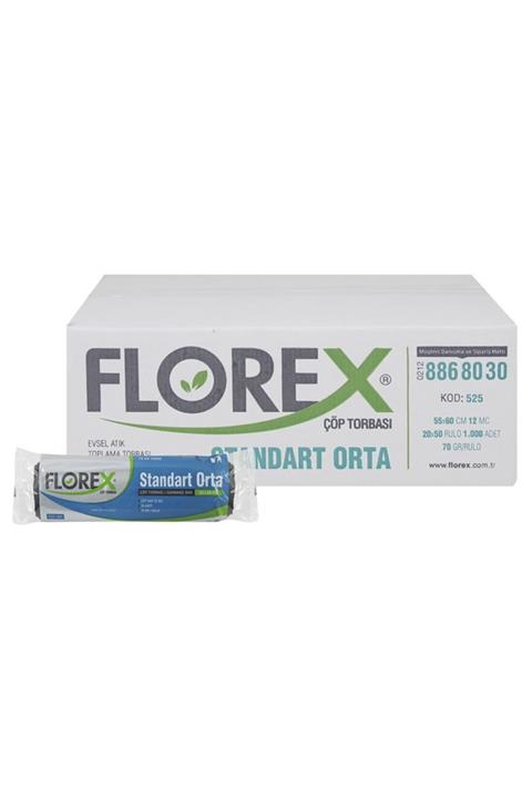 Florex Standart Orta Boy Çöp Torbası 1 Koli 1.000 Adet ( ) 55 x 60 cm / 12 Mc