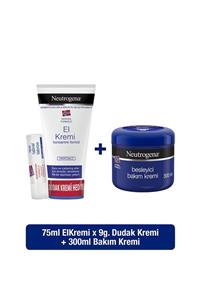 Neutrogena Parfümlü El Kremi 75 ml + Besleyici Bakım Kremi 300 ml +Dudak Kremi Hediyeli