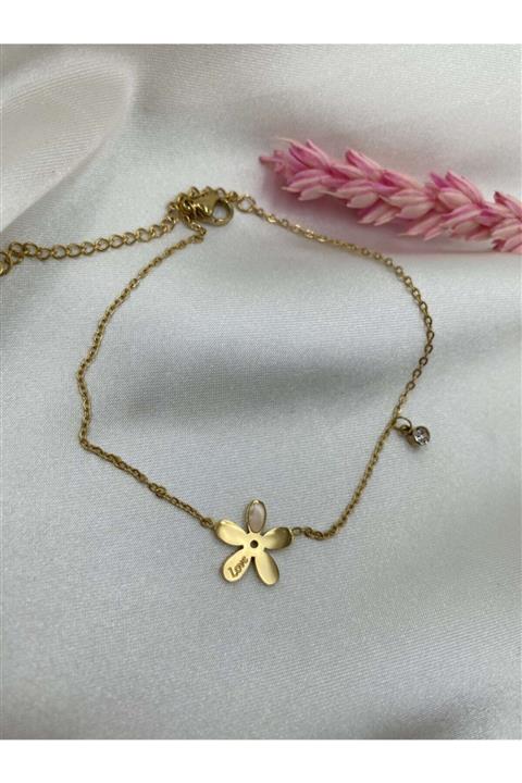 Yağmurca Aksesuar Çelik Papatya Love Halhal