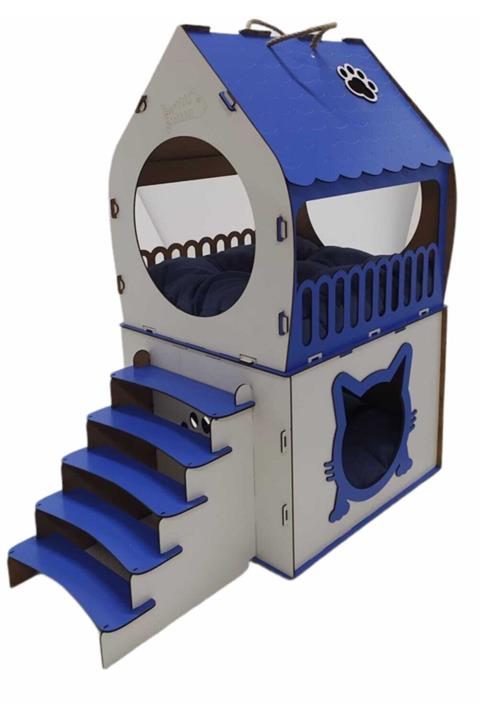 BEST TASARIM ATÖLYESİ Dublex Kedi Evi (mavi) Best Tasarım Atolyesi