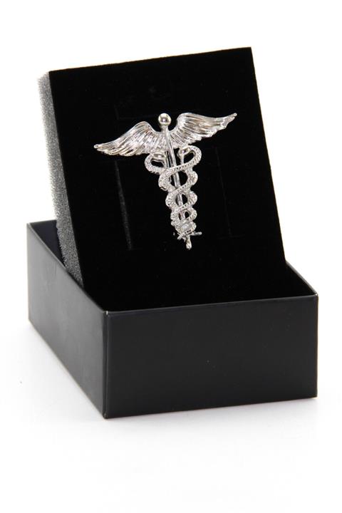 Zaim Aksesuar Gümüş Rengi Tıp Sembolü Broş 315