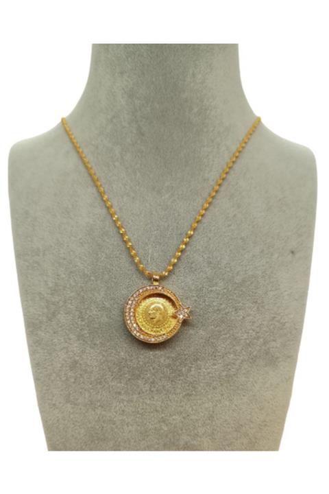 dost altın 22 Ayar Çeyrek Altın Altın Kaplama Ayyıldız Çerçeveli Ve Singapur Kolye