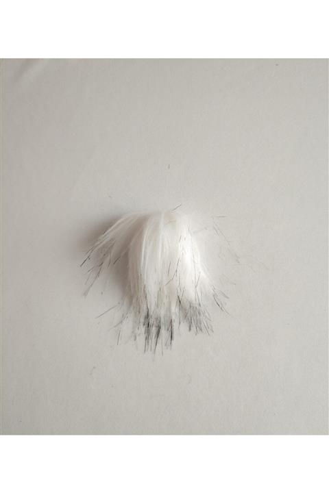 ATMACA TUHAFİYE Tüylü Ponpon-şapka Ponponu Beyaz Siyah