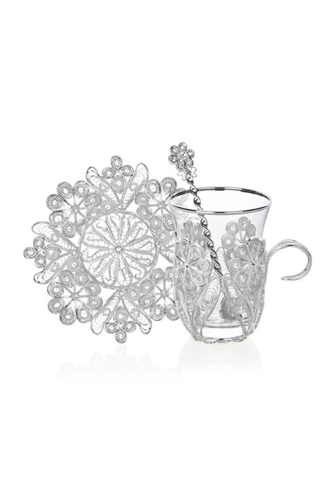 Decorium Ars 3111 12 Parca Telkari Zarafet Çay Takımı Gümüş