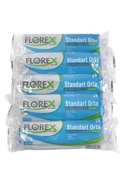 Florex Standart Orta Boy Çöp Poşeti 5 Rulo