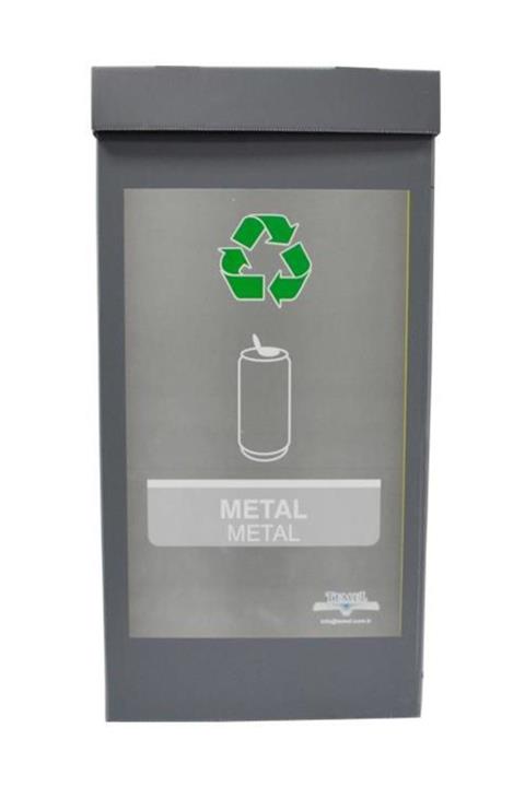 Temel Metal Gri Geri Dönüşüm Kutusu Sıfır Atık Kutusu