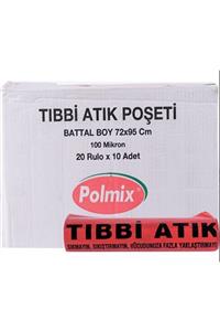 Polmix Çöp Torbası Tıbbi Atık Battal Boy 630 gram 72 X 95 100 Mikron Çift Kat Kırmızı 1 Koli 20 Pake