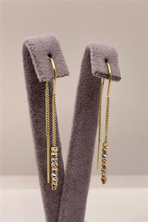 FİNK GOLD Dorika Toplu Sallantılı Küpe Altın 14 Ayar