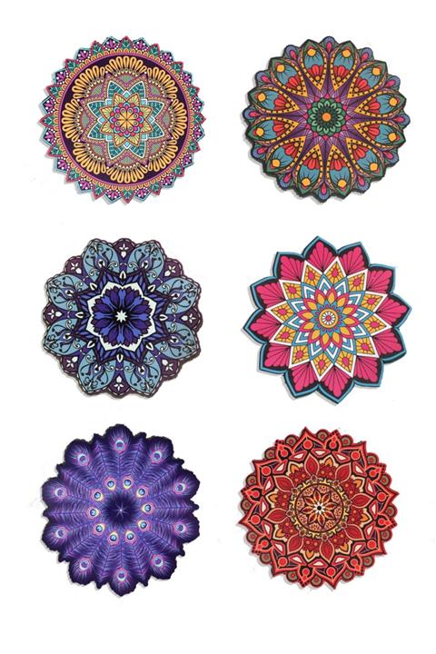 AntaHome Ahşap Çini Bardak Altlığı Karışık Set  6 Adet