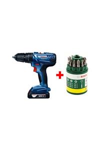 Bosch Gsb 180-lı 18v 2ah Darbeli Akülü Vidalama Şarjlı Matkap + 10 Parça Vidalama Ucu Seti