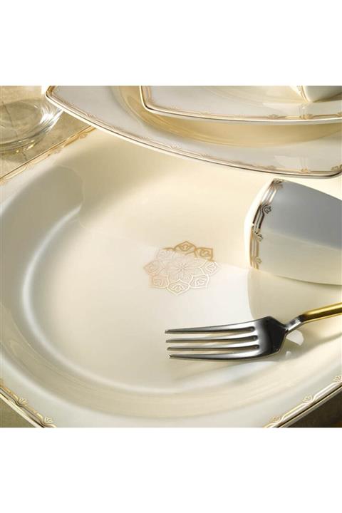 Kütahya Porselen Bone Mare 62 Parça Yemek Takımı 9721 Altın