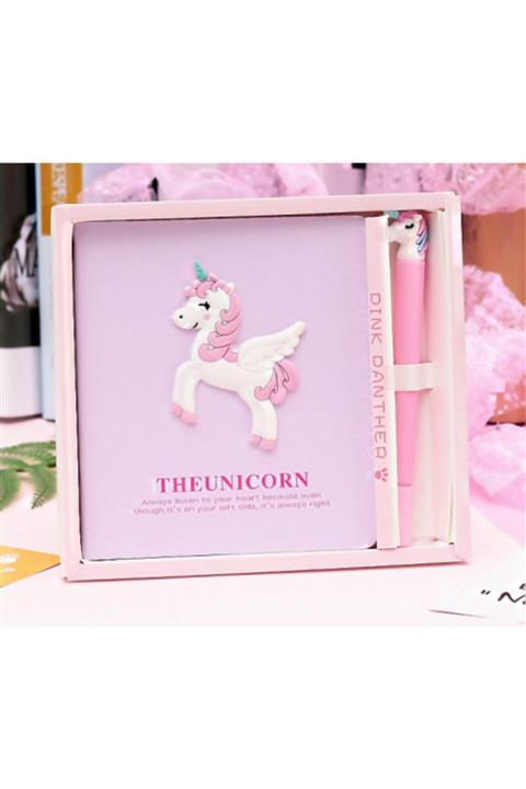 UNICORN Temalı Defter Ve Kalem Seti (Pembe)