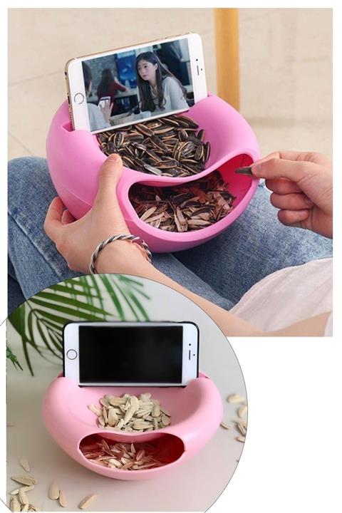 URVE Hazneli Çerezlik Telefon Standlı Keyif Çerezlik Telefon Tutucu