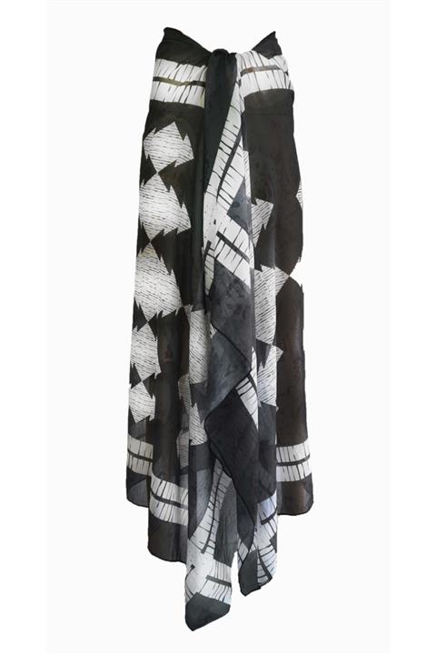 Bolder Pareo Siyah Geometrik Desen