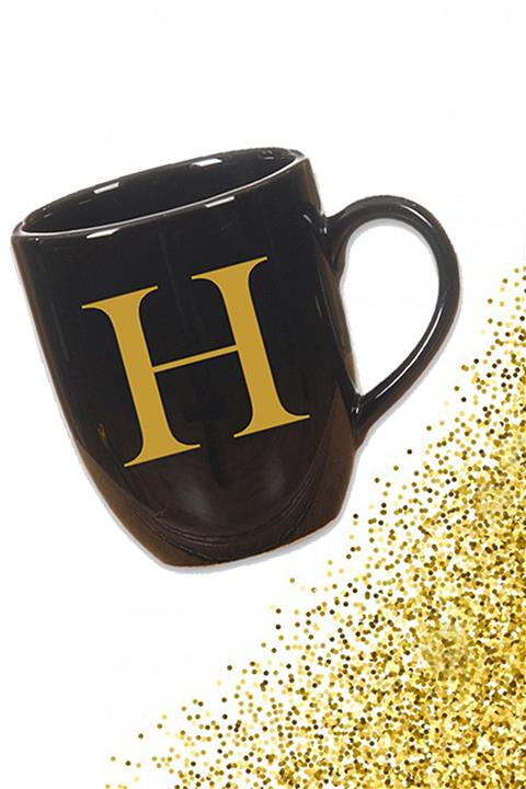 Vivas H harfli Siyah Kupa Bardak HKSH101