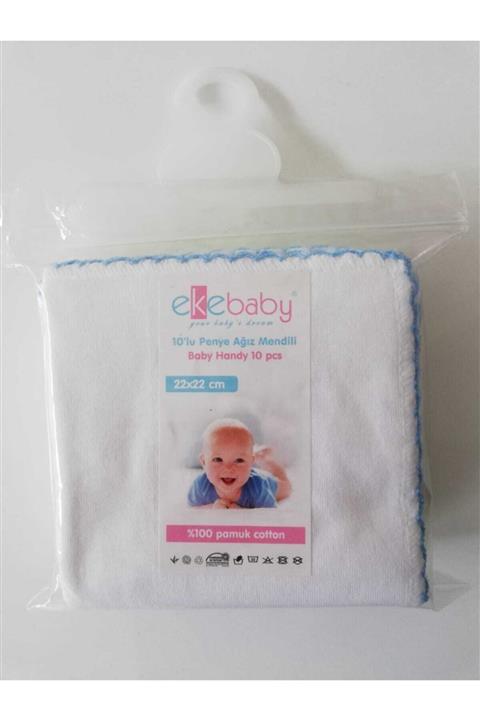 Ekebaby Pamuk 10'lu Penye Ağız Mendili 22x22 5 Renk