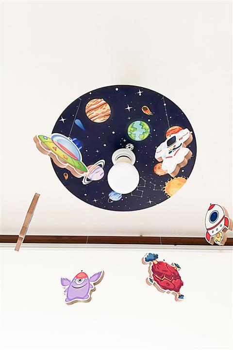 PM Ahşap Uzay Temalı Çocuk Aydınlatma