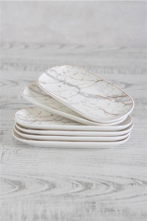 ACAR 6'lı Mermer Desen Kayık Tabak