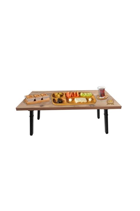 Vip Home Concept Market Ürünleri Ceviz Desen Katlanır Yatak Kahvaltı Masası Laptop Masası 60x30 cm