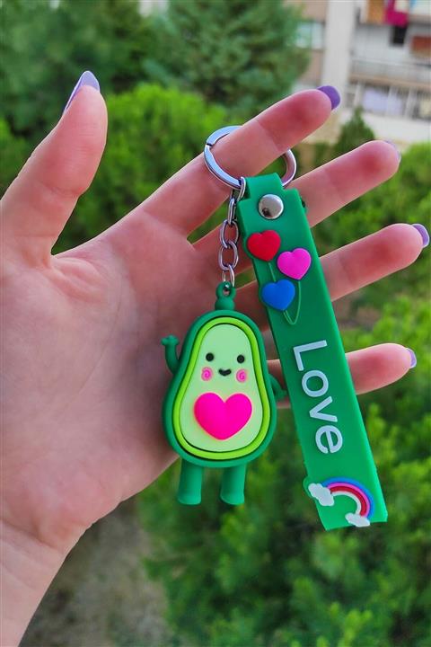 MYZİ STORE Avokado Kalpli Anahtarlık Pembe Kalpli Avokado Avakado Anahtarlık