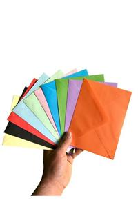 Tek Çatı 100 Adet, Renkli Zarf, ( 13 X 18 Cm / 80 Gr.) Büyük Boy Renkli Zarflar - Karışık Renklerde