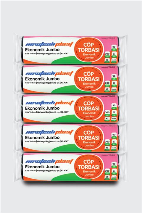 Newtechplast 5 Rulo Jumbo Boy 80x110 Cm 300 Gr.(jelatinli) Çöp Poşeti - Torbas